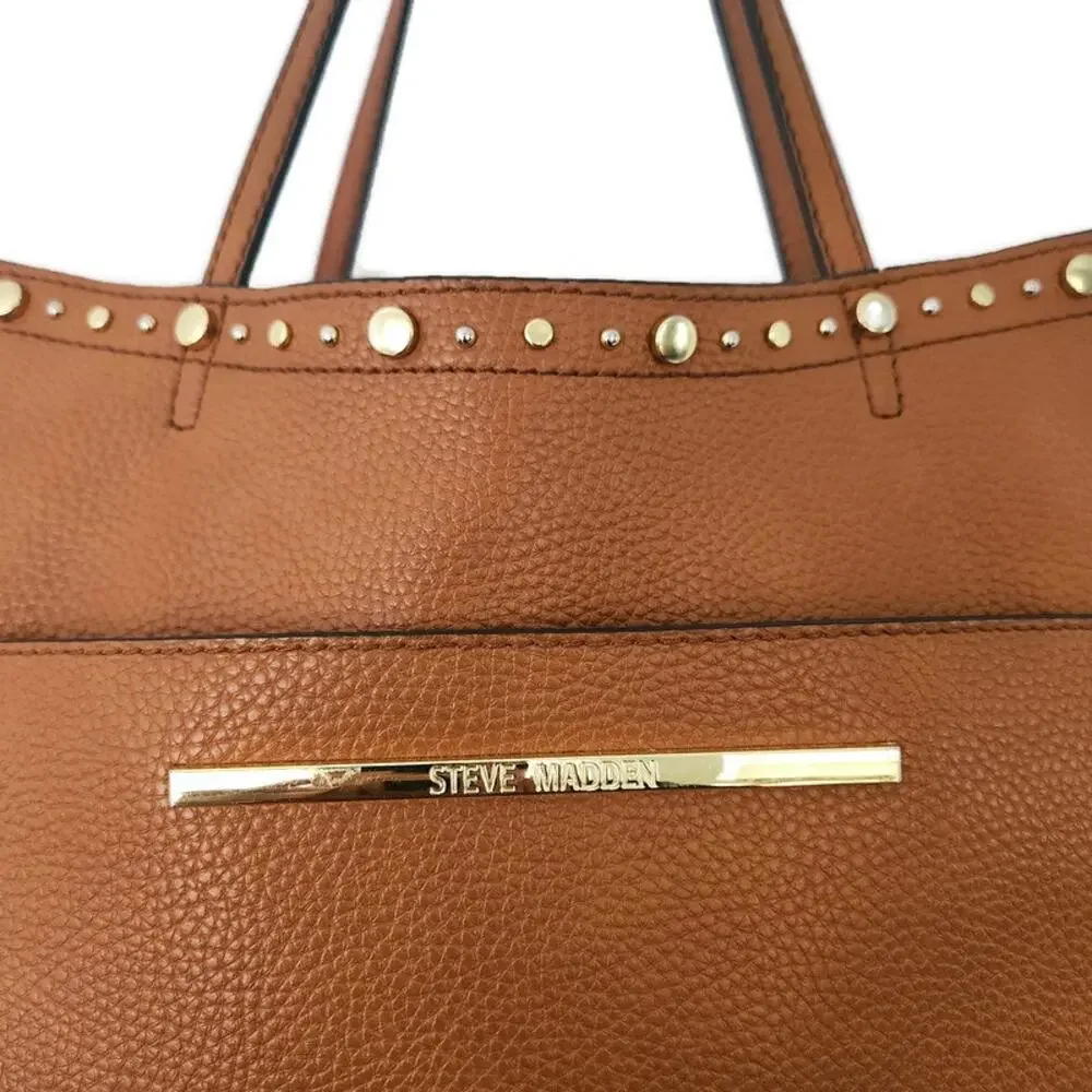 Steve Madden Women's Brown Pebbled Leather Shoulder Bag Tote